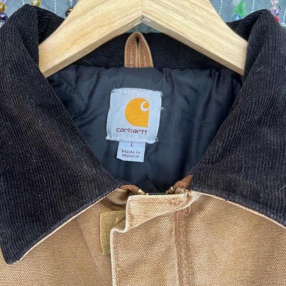 Carhartt Jacket Mens Large Brown Duck Canvas Heavy Zip Up Outdoors Work Quilt - Picture 3 of 10